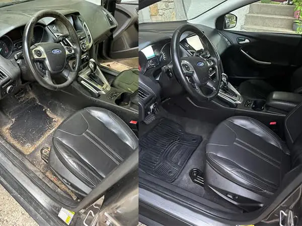 Ford Focus driver footwell and seat — full interior detail.